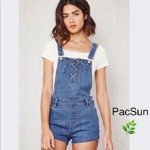 Pacsun Shortalls Overall Shorts Size 24 Lace up front